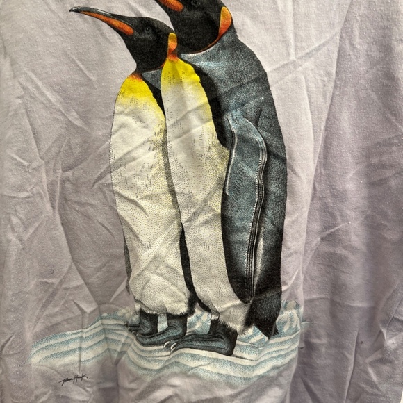 1985 Light Purple Harlequin‎ Nature Graphics New York Aquarium Penguin Tshirt XL - Picture 3 of 14